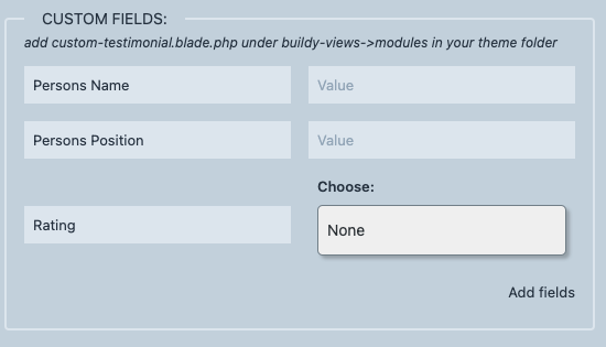 Custom fields in content tab