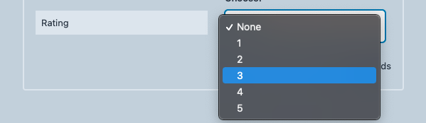 Rating dropdown in action