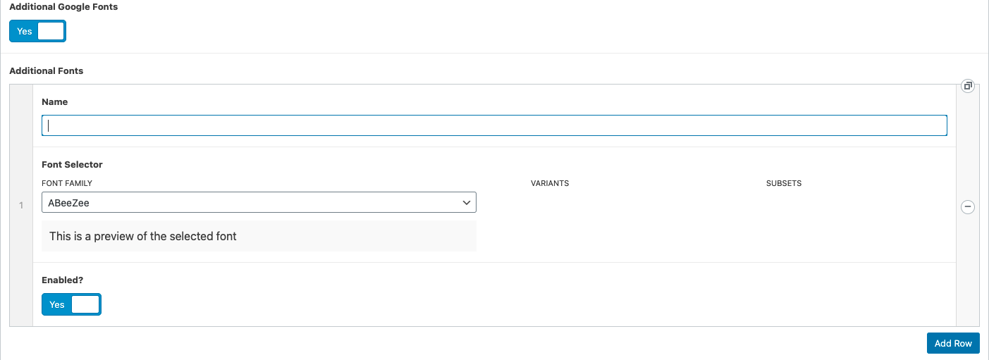 Screen shot of Site Options